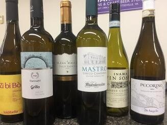 Italian white wines on the counter